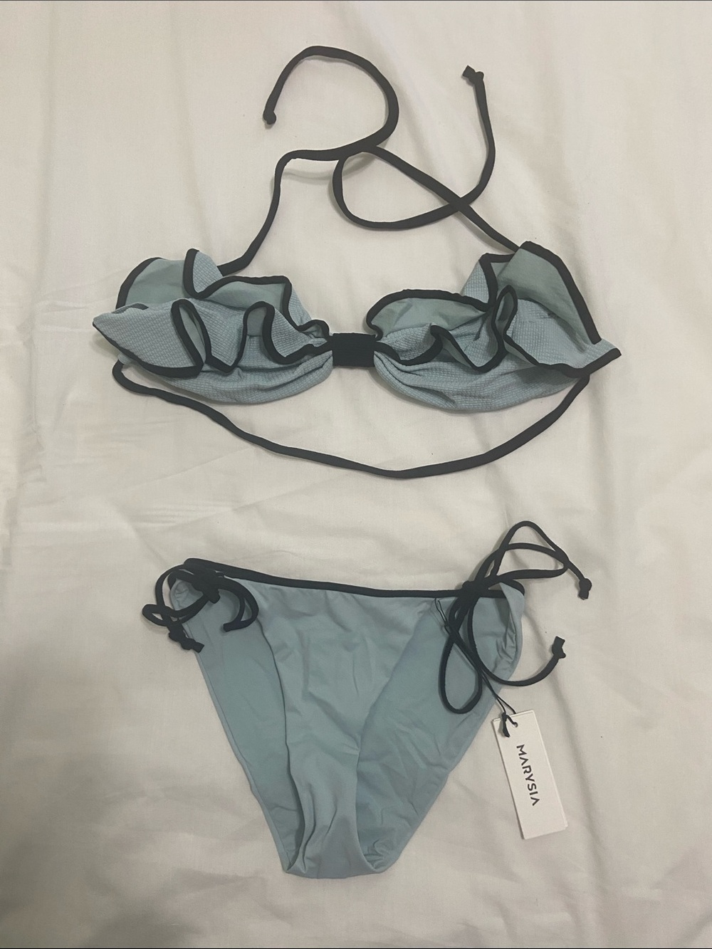 Marysia Swim Light Blue Bikini with Black Trim